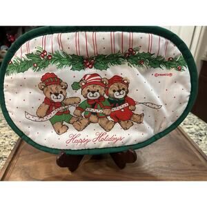 Vintage Franco Christmas Holiday Potholder Decor Bears 80s Red Green White 9"